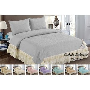 Softilos Luxury Cotton Bed Cover 108x108 Inch King Size Premium Disposable Waterproof <b>Bedding</b> Solid Print Style for Hotel Home - Product Image 1