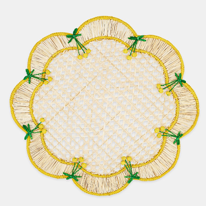 Assiette de présentation de luxe en rotin pour table à manger, décorations jaunes, blanches et roses, style rotin, vaisselle de table - Product Image 6