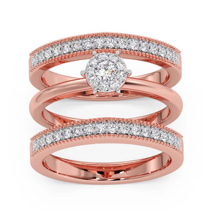 แหวนทองคำชมพูประดับเพชรทรงสามวง - Product Image 5