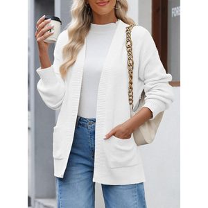 2025 femmes à la mode coupe ample 2024 automne ouvert devant à carreaux Cardigan à manches longues gros tricot chandails vêtements d'extérieur - Product Image 2