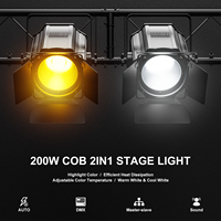 Projecteur LED COB 2-en-1 200W blanc chaud et froid avec volets coupe-flux pour mariages, théâtres et studios photo