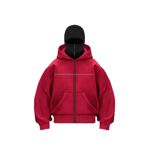 Sudadera con Capucha de Alta Calidad para Hombre, Estilo Gangster, con Logotipo Personalizado Bordado, Doble Capa, Cierre Completo, 100% Algodón, Casual, Talla Grande, Balaclava - Product Image 2