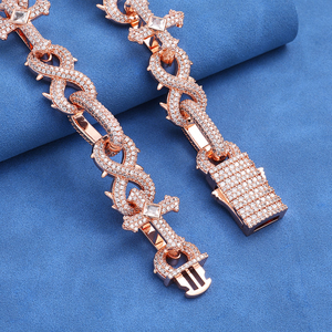 Collar de Oro Rosa con Diamantes de Moissanita de Lujo, Joyería Hip Hop Iced Out para Hombre, Cadena de Diseño Audaz, Estilo Urbano Premium - Product Image 4