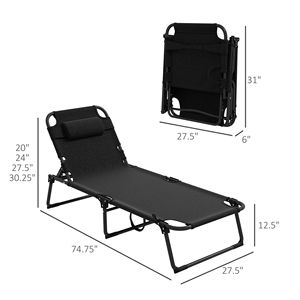 Sdraio Grigia Regolabile con Tasca Portariviste, Sedia da Spiaggia Pieghevole - Product Image 3