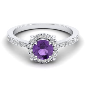 Bague en améthyste REYES, nouveau design, pour femmes, or rose massif 9K 10K 14K 18K 22K, diamants, bagues de fiançailles, bijoux fins - Product Image 5