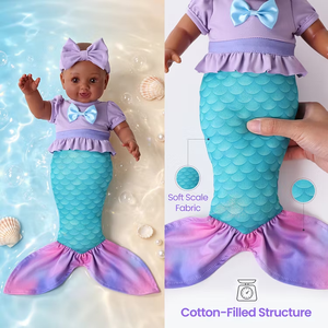 Babeside Nico 15 Inch African American Mermaid <strong>Baby</strong> <strong>Doll</strong> Girl Cloth Body Gradient Tail Seashell <strong>Top</strong> <strong>Doll</strong> - Product Image 2