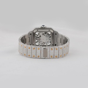 Montre en acier inoxydable entièrement sertie de diamants Moissanite VVS, mouvement à quartz, pour hommes, au meilleur prix - Product Image 5