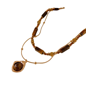 Collier tendance plaqué or avec strass et perles géométriques classiques pour femmes - Product Image 5