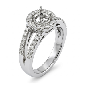 Elegant 18k Solid White Gold Semi Mount Engagement Setting Split Shank Diamond Halo <b>Ring</b> <b>Blank</b> Mounting for Romantic Proposal - Product Image 1
