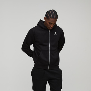Serie de Productos al por Mayor de Alta Calidad |   Sudadera con capucha y cremallera para hombre, negra, holgada, de forro polar, informal, de invierno, bordada - Product Image 4