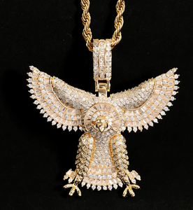Colgante de Búho con Moissanita, Chapado en Oro, Plata 925, Estilo Hip Hop, para Hombre y Mujer - Product Image 3
