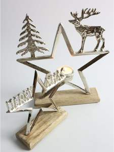 Metal And Wooden <b>Christmas</b> Decor Centerpiece Designed As Eye Catching Focus <b>For</b> Festive Table Styling - Product Image 4