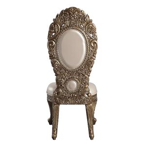 Set di 2 Sedie Laterali con Schienale Trapuntato in Avorio e Oro per Sala da Pranzo - Product Image 4