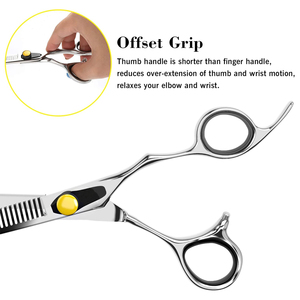 Tijeras Profesionales para Adelgazar el Cabello, Acero Inoxidable, 30 Dientes, Punta Redonda, para Diestros, Mango Largo, Uso en Salón - Product Image 2