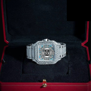 Montre de luxe de haute qualité en or rose sertie de diamants, mouvement à quartz de précision pour hommes, idéale pour les occasions décontractées, les clubs et les soirées - Product Image 2