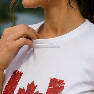 Camiseta Corta Personalizada con Bandera para Mujer, Blanca, de Manga Corta, Cuello Redondo, Ajustada, Informal, Estampada, 100% Algodón - Product Image 5