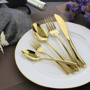 Juego de cubiertos de acero inoxidable dorado, cubiertos de acero inoxidable chapados en oro, otros suministros para hoteles y restaurantes, acero espejado - Product Image 6