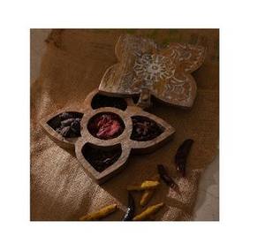 Wooden Triangle <b>Box</b> <b>With</b> Mirror <b>Lid</b> Carved Design Feng Shui Theme Storage Container For <b>Decorative</b> Use - Product Image 3