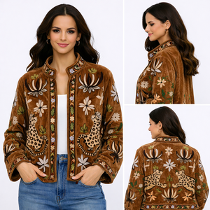 Boho Suzani Embroidered Quilted Knitted Velvet Eco-Friendly Breathable Reversible Cotton Windproof Quick Dry Wool Autumn Linen - Product Image 3