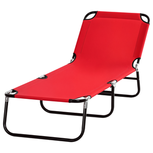 Lettino Pieghevole Rosso con Schienale a 5 Livelli e Poggiapiedi Regolabile, Leggero per Piscina e Patio, Ideale per Prendere il Sole - Product Image 1
