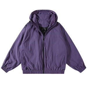 Blouson coupe-vent léger noir pour homme, décontracté, respirant, séchage rapide, avec logo frontal, fermeture éclair, en polyester - Product Image 3