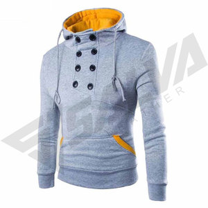 Sudadera con Capucha para Hombre, Corte Regular, Tejido de Felpa, 100% Algodón, Estilo Casual para Otoño, Diseño Ecológico con Botones, Bolsillos con Bloques de Color - Product Image 3