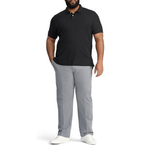 Polo homme grande taille noir à manches courtes en mélange de coton doux, décontracté, pour l'été, coupe confortable - Product Image 5
