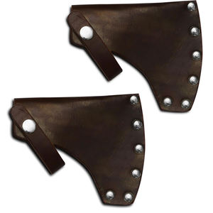 Premium thick cowhide leather axe <b>holster</b> with a sturdy belt loop attachment for hands free carrying during wilderness hiking - Product Image 6