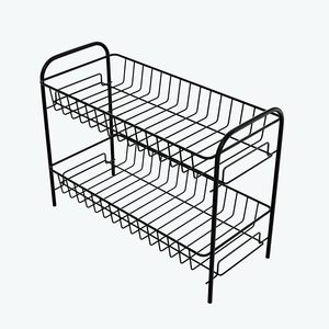 Escurridor de Platos de 2 Niveles, Negro, Metálico, Organizador de Cocina, Estante de Encimera - Product Image 2