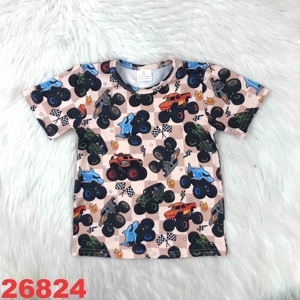 Camiseta con Estampado de Personajes para Niños, Camiseta de Tela de Seda de Leche con Hombros Descubiertos para Bebés, Ropa de Verano para Bebés y Niñas, Cuello <span class=keywords><strong>Polo</strong></span> - Product Image 5
