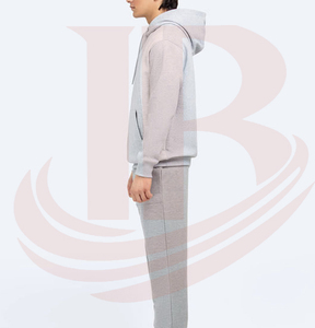 Sweat-shirt à capuche gris clair pour homme, coupe classique, en coton French Terry, avec poche kangourou, décontracté, manches longues, pour tous les jours - Product Image 4