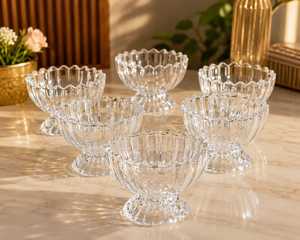 Transparent Ceramic Dessert <b>Ice</b> <b>Cream</b> <b>Cup</b> Tall Footed Bowl Round Shape Luxury Design Eco-Friendly Washable - Product Image 2