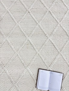 Alfombra de Lana Hecha a Mano HARI ENTERPRISES, Alfombra Texturizada Color Marfil, Alfombra Tejida a Mano, Alfombra Minimalista Neutral, Alfombra Moderna de Lana con Bucles - Product Image 2