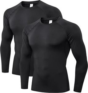Men's Slim Fit Compression Long Sleeve Performance Shirt Premium Quick Dry Eco-Friendly Spandex/Polyester Base <b>Layer</b> <b>Top</b> - Product Image 5