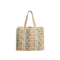 Tas Tote Musim Panas Katun Ramah Lingkungan Ringan Bermotif Bunga Mughal Buatan Tangan Multiwarna, Berlapis, Dapat Dibalik, dan Dapat Dipakai Sebagai Tas Selempang