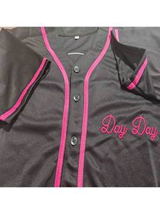Maillot de baseball noir et rose personnalisé avec logo brodé, chemise de sport boutonnée unisexe, vêtements d'équipe hip-hop, fabricant, vente en gros - Product Image 4