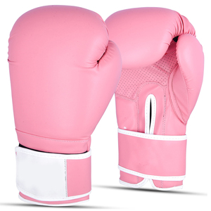 Fabricante OEM/ODM, Guantes de Boxeo de Piel Sintética con Logotipo Personalizado, Transpirables, con Palma Perforada, Color Rosa y Blanco, Precio al por Mayor - Product Image 1