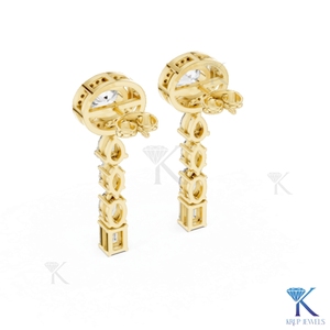 Boucles d'oreilles pendantes en diamant CVD cultivé en laboratoire, taille brillant, certifiées IGI, or massif 14 carats, bijoux de luxe pour femmes, bijoux de mariée - Product Image 6