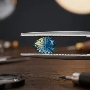 Zafiro Azul Verdoso Natural Sin Calentamiento con Corte Starbrite en Forma de Pera 7x5mm 1.00CT de Ceilán para la Fabricación de Joyas - Product Image 3
