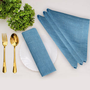 Bleu 100% serviettes de table en lin faites à la main écologique plante florale réutilisable moderne serviettes en tissu carré pour la maison mariage coton - Product Image 1