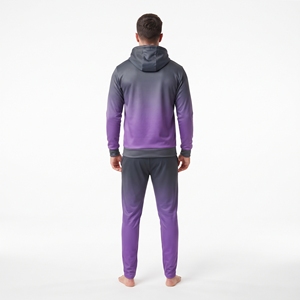 Men's Gradient Color Tracksuit Full <b>Zip</b> <b>Hooded</b> Sublimation Tracksuit Hoodie Jacket Matching Pants Gym Training Sportswear Set - Product Image 2