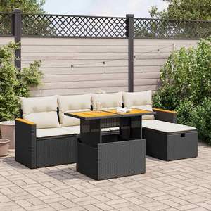 Ensemble de canapés de jardin en rotin noir, mobilier d'extérieur 4 places avec rangement, design contemporain - Product Image 3
