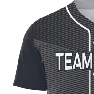 Men Custom Black Stripe Button Up Baseball Jersey Breathable Softball Team Uniform <b>Athletic</b> Sports Shirt for Teams - Product Image 4