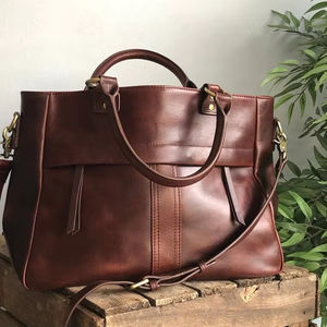 Sac à main pour ordinateur portable en cuir Crazy Horse vintage de luxe pour homme, sac de voyage à bandoulière de créateur, sac fourre-tout de bureau LTB-0257 - Product Image 1