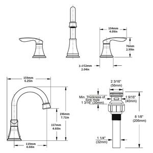 Rubinetto per lavabo bagno a 2 maniglie, 8 pollici, in nichel spazzolato, con beccuccio girevole a 360 gradi, a 3 fori, per lavabo da appoggio - Product Image 6