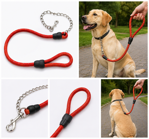<b>Dog</b> <b>Leash</b> with Chain OEM ODM Custom Logo Heavy Duty Nylon Chain Pet <b>Leash</b> Direct Manufacturer - Product Image 3
