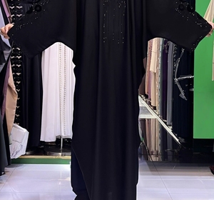 Nueva Abaya 2026 en Venta, Abaya Modesta de Dubái con Cuentas y Lentejuelas, Manga Larga, Abaya Musulmana Tradicional Hecha a Mano para Bodas, Transpirable, con Cuello en V para Mujer - Product Image 3