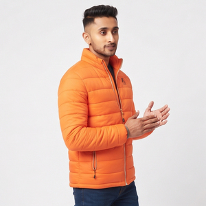 Veste matelassée en duvet pour homme, col montant, poche poitrine, manteau d'extérieur chaud pour l'hiver - Product Image 4