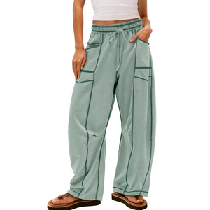 Custom Embroidery Oversized Women Baggy Sweatpants Heavyweight Premium Cotton Fleece Custom Design And Logos Women <b>Trousers</b> - Product Image 1