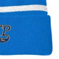 Bonnet rayé Sigma Gamma Rho avec bande unie bleu roi, bonnet d'hiver tricoté pour femme, motif lettres, chaud, décontracté, style universitaire